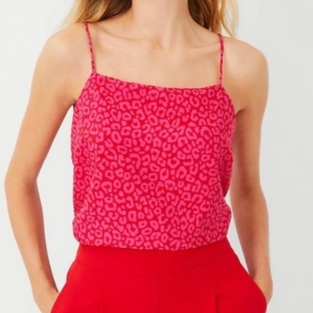 Ann Taylor boxy pink and red animal print tank top